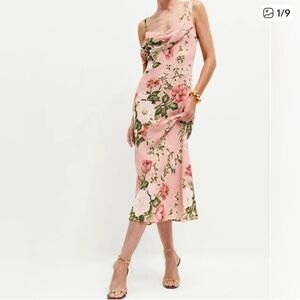 NWT Reformation Reya Pink Floral Midi Dress